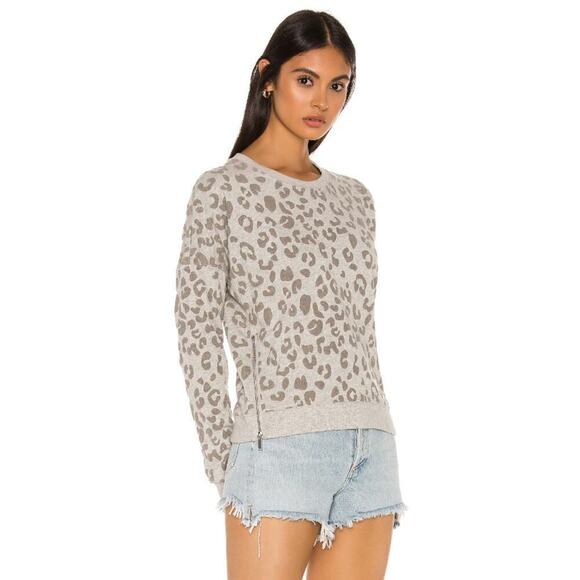 Rails Women Marlo Flocked Leopard Print Pullover Sweatshirt Size L Heather Gray - Picture 3 of 13